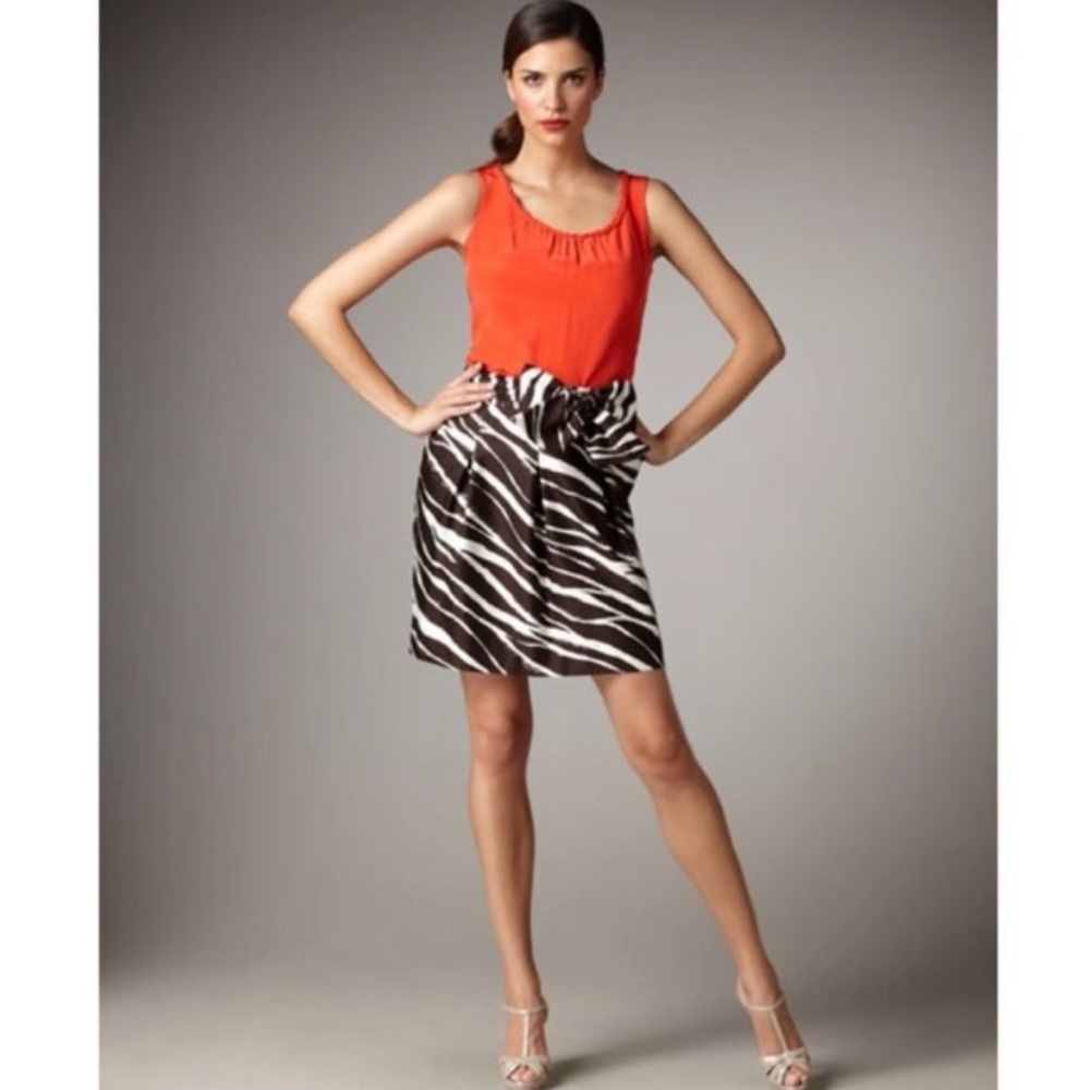 Kate Spade Brown and White Zebra Mini Skirt size 10 with Pockets